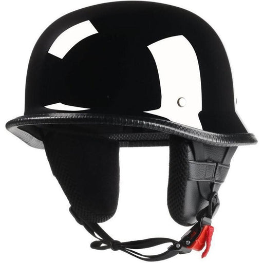 Mayan Style Half Helmet Lightweight Face German Style DOT Helmet - Gloss Black