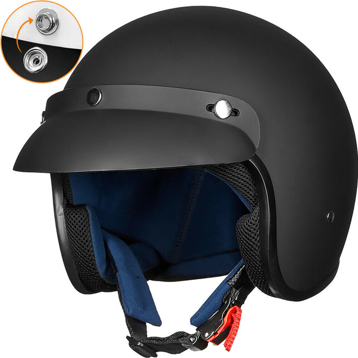 3/4 Retro Open Face DOT Helmet - Matte Black
