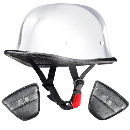 Mayan Style Half Helmet Lightweight Face German Style DOT Helmet - Chrome
