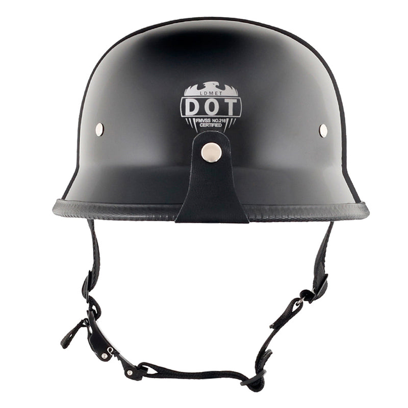 Mayan Style Half Helmet Lightweight German Style DOT Helmet - Gloss Black