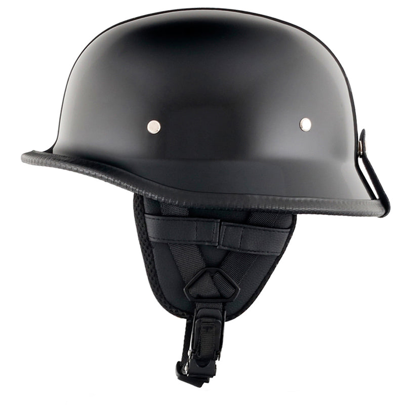 Mayan Style Half Helmet Lightweight German Style DOT Helmet - Gloss Black