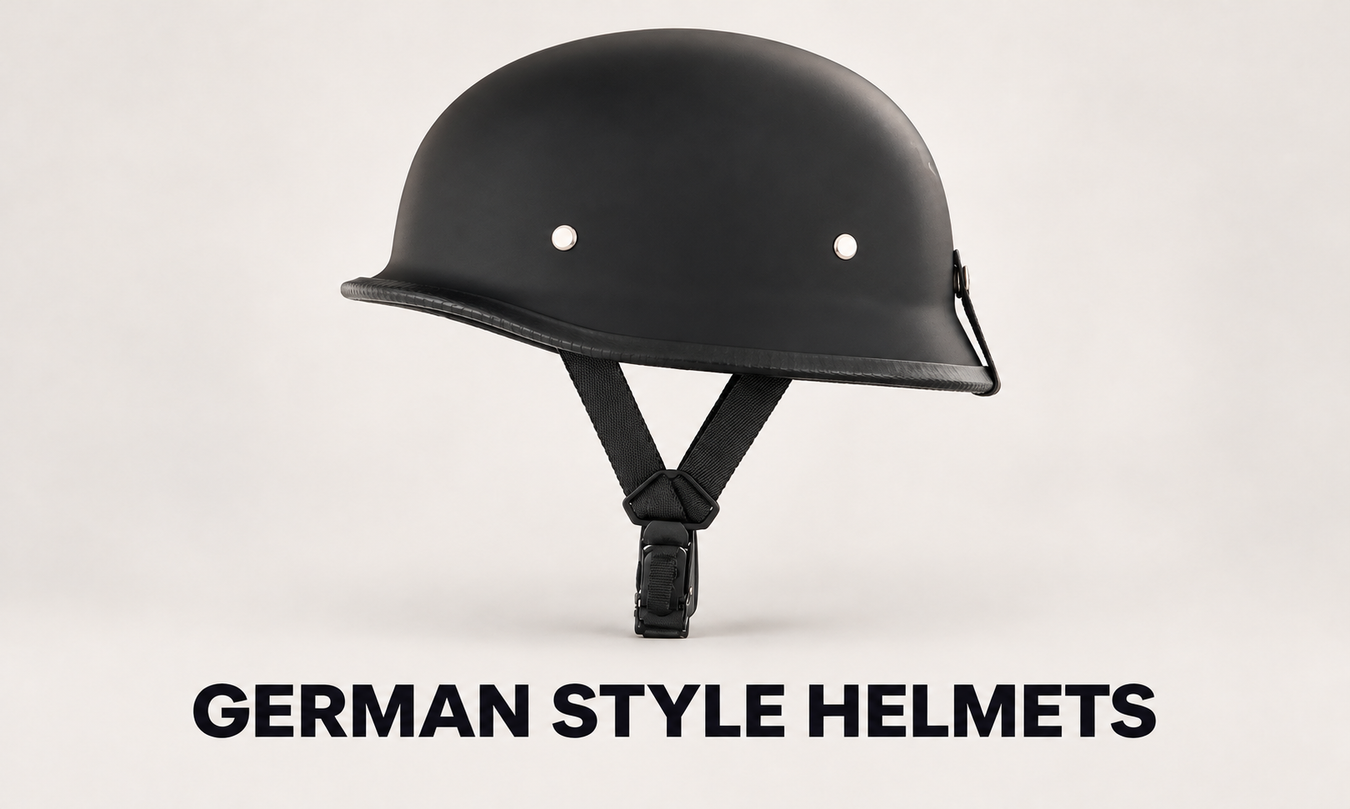 German Style Helmets – matte black German-style motorcycle helmet