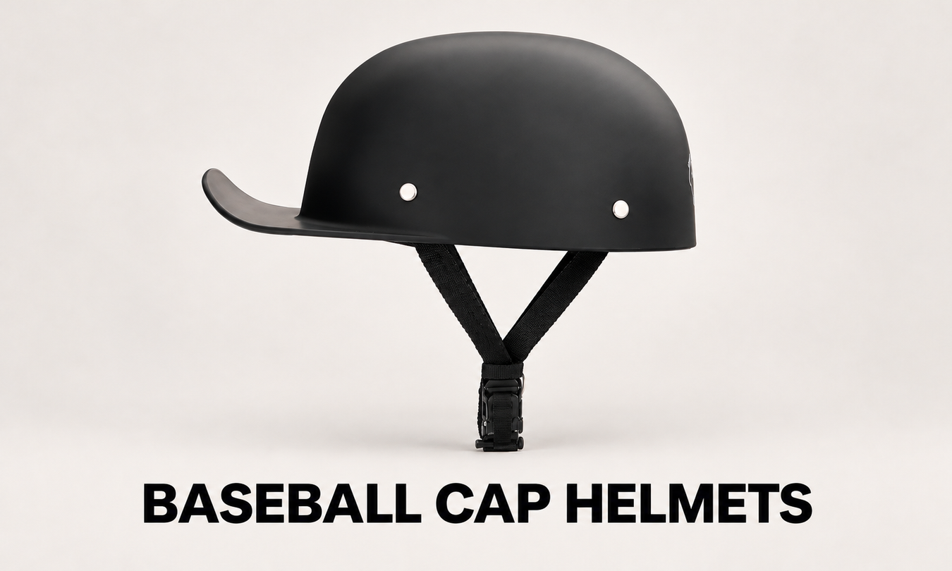 Baseball Cap Helmets – matte black baseball-cap-style motorcycle helmet