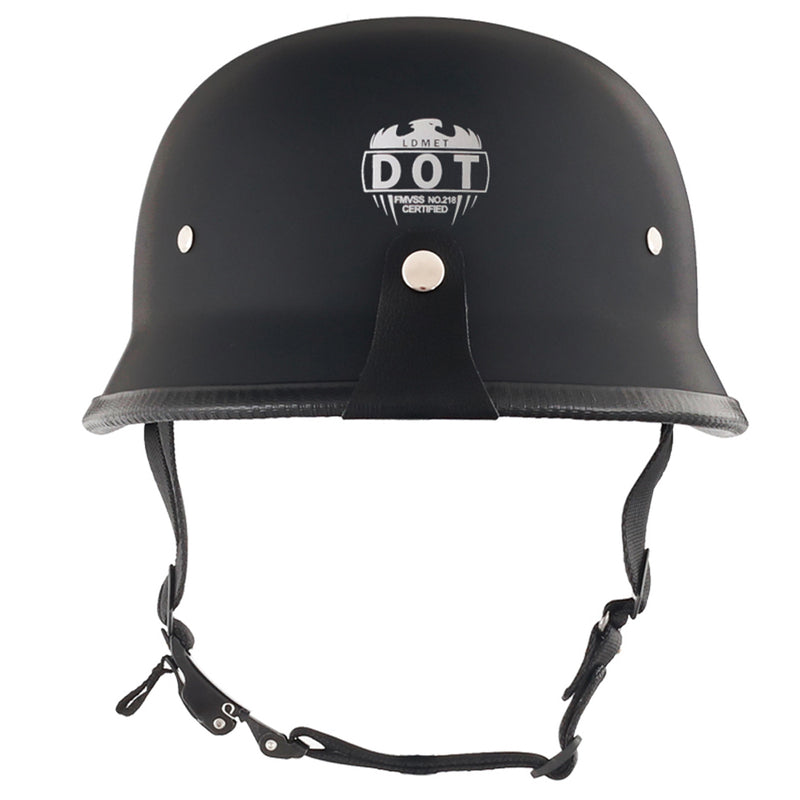 Mayan Style DOT Half Helmet Lightweight German Style Helmet - Matte Black