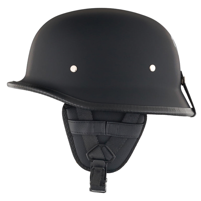 Mayan Style DOT Half Helmet Lightweight German Style Helmet - Matte Black