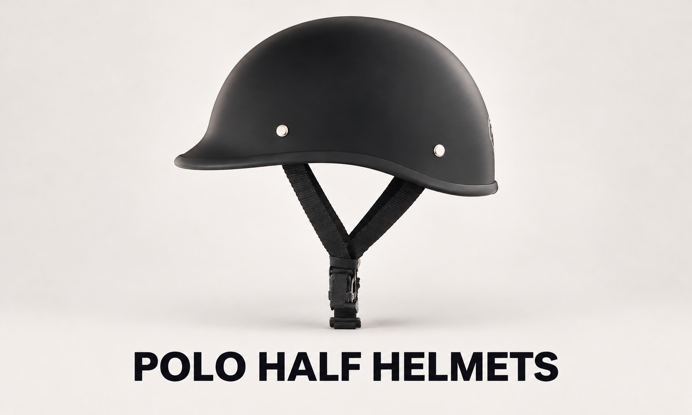 Polo Half Helmets – matte black polo motorcycle helmet