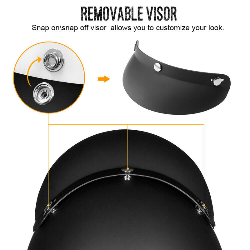 3/4 Retro Open Face DOT Helmet - Matte Black