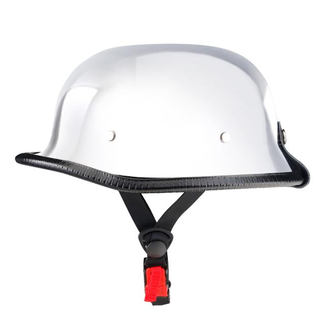 Mayan Style Half Helmet Lightweight Face German Style DOT Helmet - Chrome