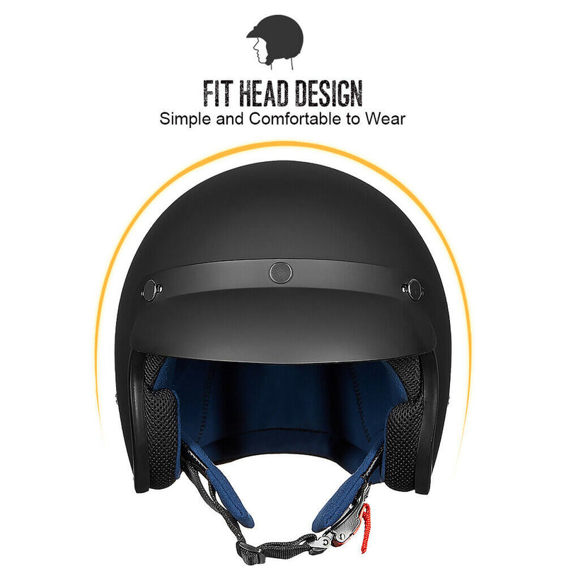 ILM 3/4 Open Face Motorcycle Helmet Model 207 Matte Black / Small ILM 3/4 Open Face Motorcycle Helmet Model 207 Matte Black / Small