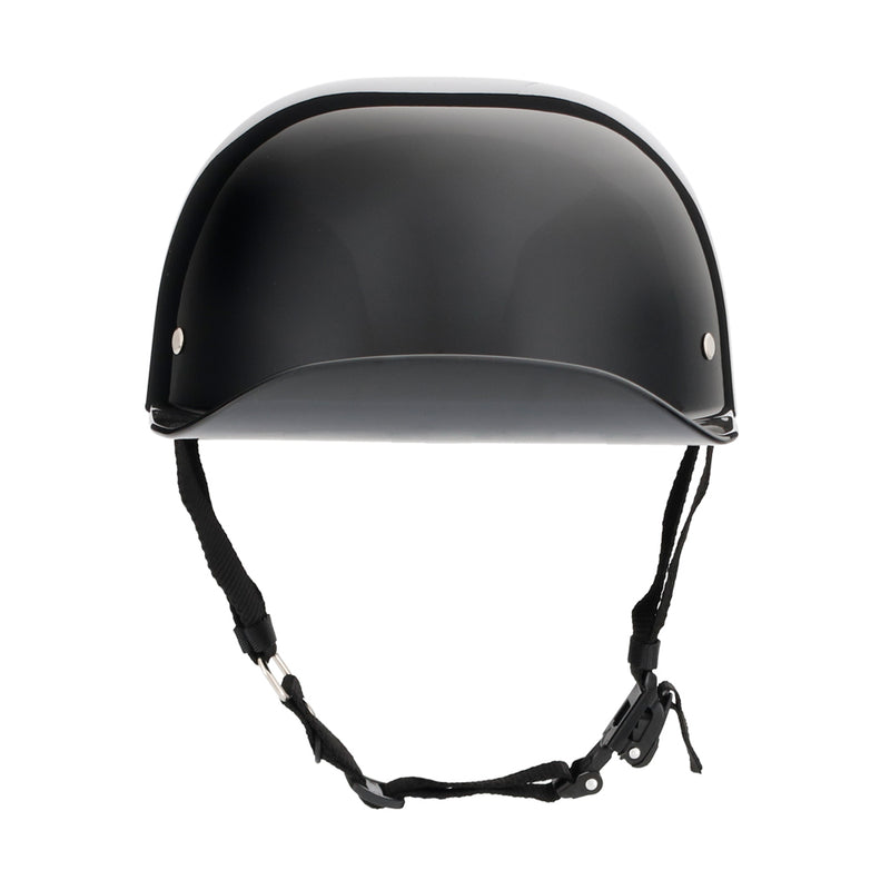 Reversible DOT motorcycle half helmet worn forward or backward