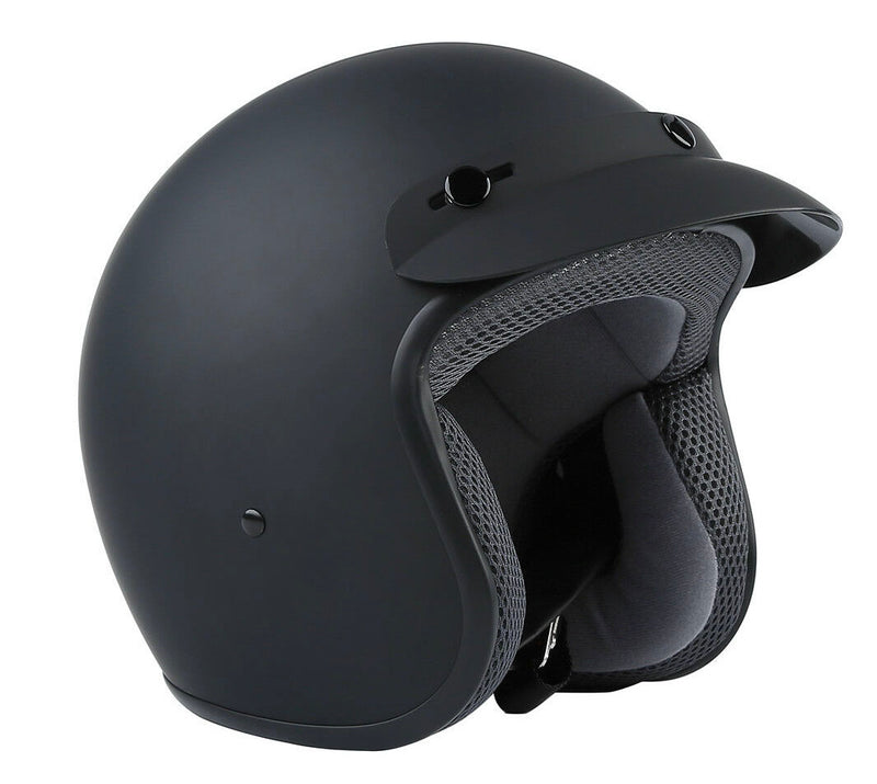 3/4 Retro Open Face DOT Motorcycle Helmet — Biker Beanie Helmets