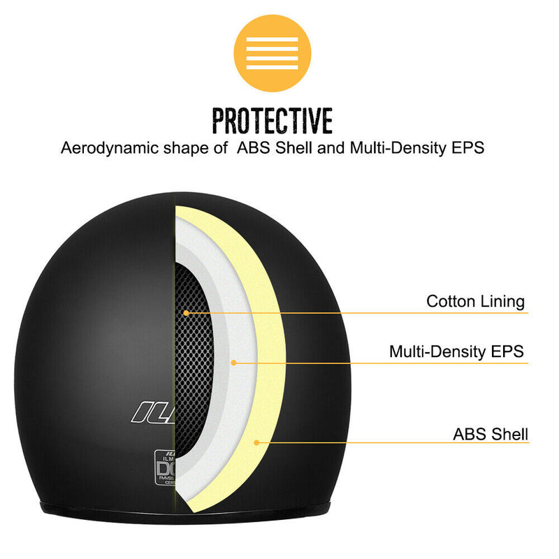 3/4 Retro Open Face DOT Helmet - Matte Black