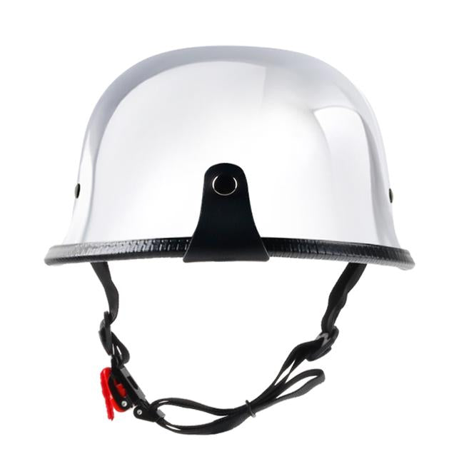 Mayan Style Half Helmet Lightweight Face German Style DOT Helmet - Chrome