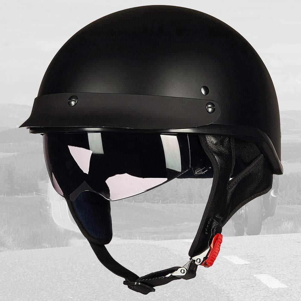 glx dot half motorcycle helmet M14 Open Face GLX Helmets and replaceable microfiber inner material Hh 65 Corvus Helmet W/Peak