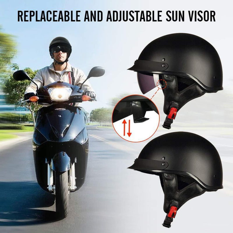 Motorcycle DOT Half Helmet with Adjustable Sun Visor Motorcycle DOT Half Helmet with Adjustable Sun Visor