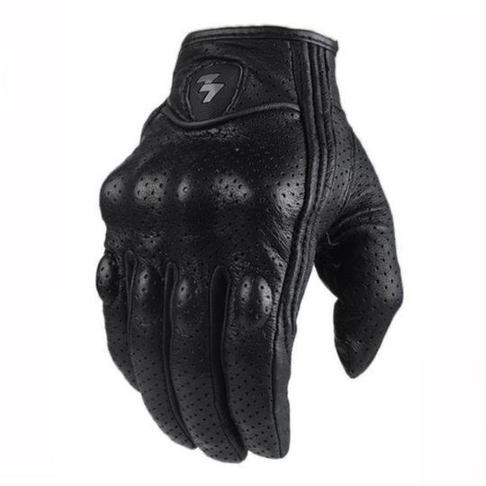 Perforated Motorcycle Leather Gloves — Biker Beanie Helmets