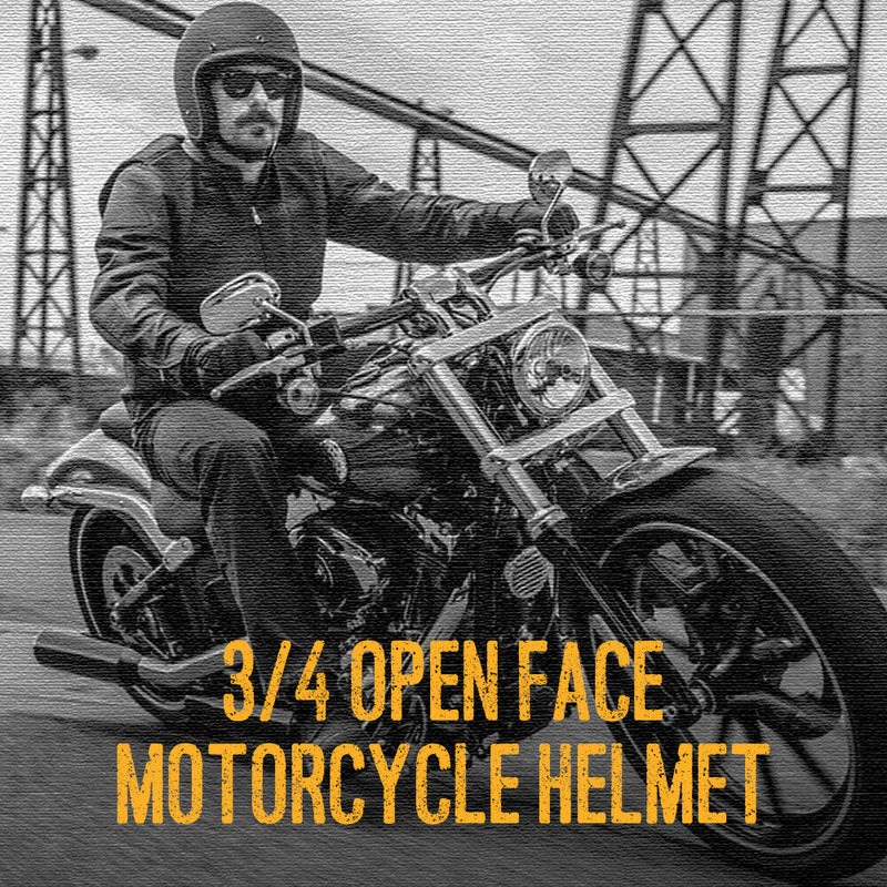 3/4 Retro Open Face DOT Helmet - Matte Black