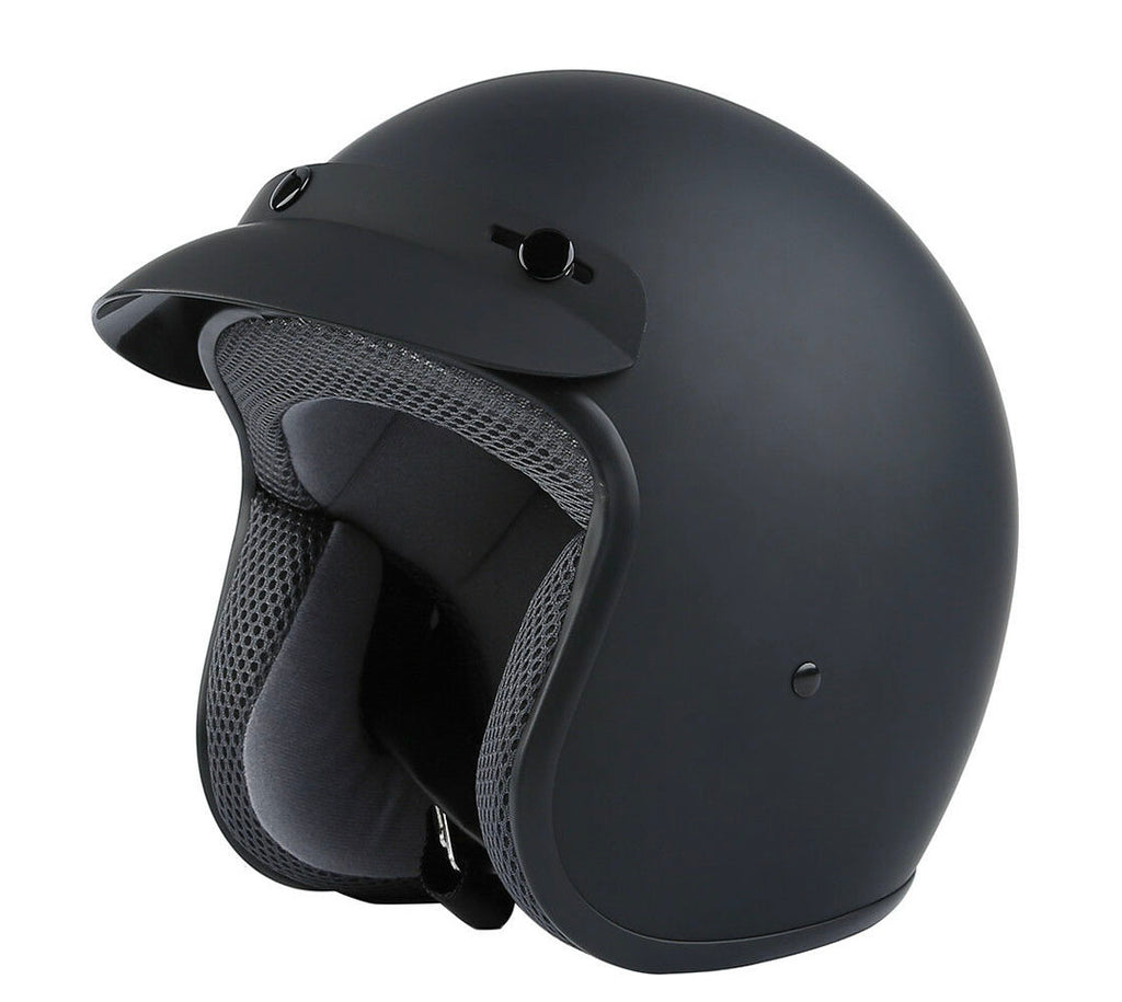 3/4 Retro Open Face DOT Motorcycle Helmet — Biker Beanie Helmets