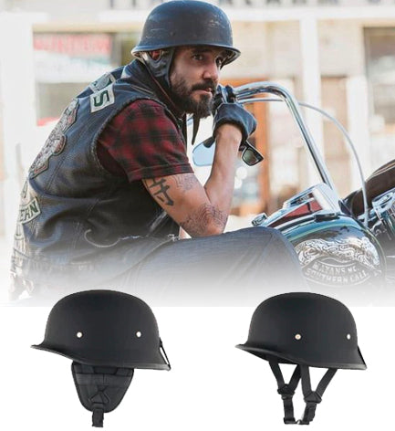 Mayan Style DOT Half Helmet Lightweight German Style Helmet - Matte Black