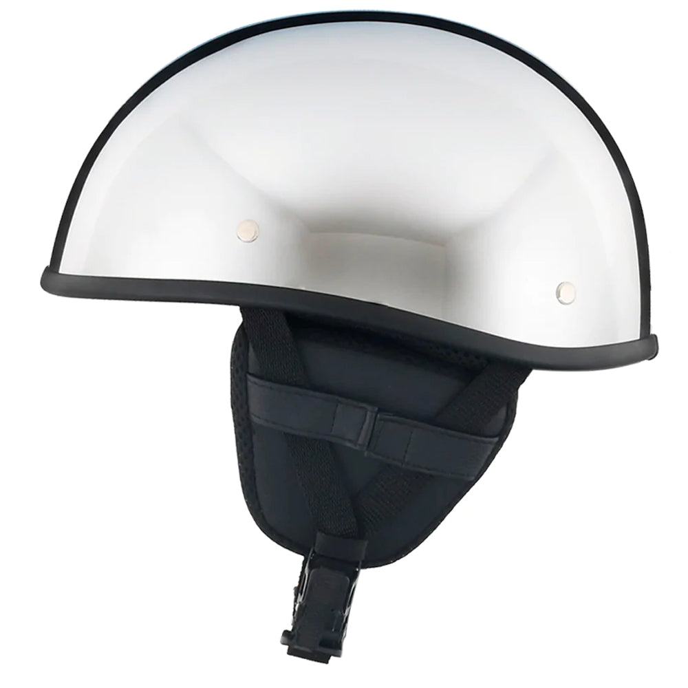 DOT Beanie Half Helmet | Low Profile Chrome Motorcycle Helmet — Biker ...